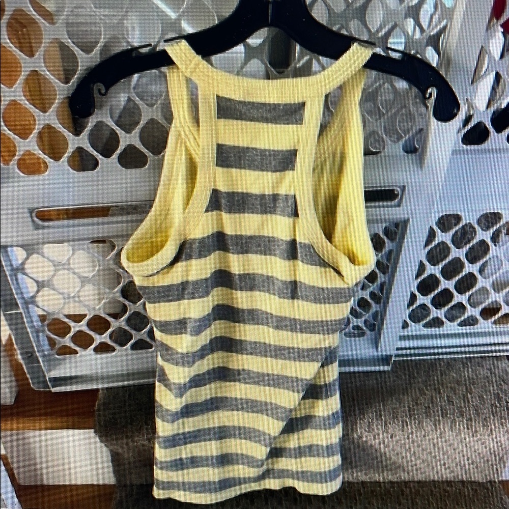 Striped Yellow and Gray Women's Tank Top